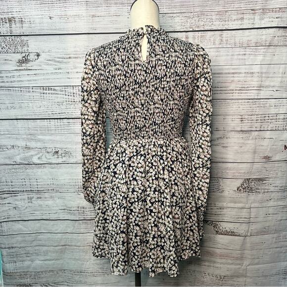 Lulus Medium Floral Forever Navy Blue Floral Print Smocked Skater Dress - Picture 2 of 15